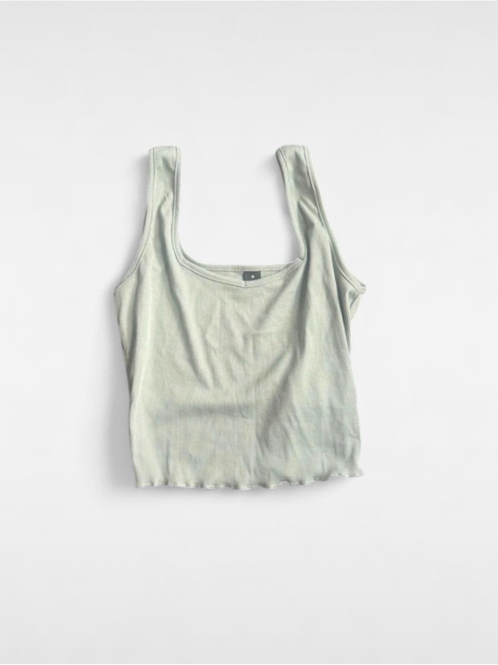 Light Sage Ribbed Scoop Cropped Tank Top